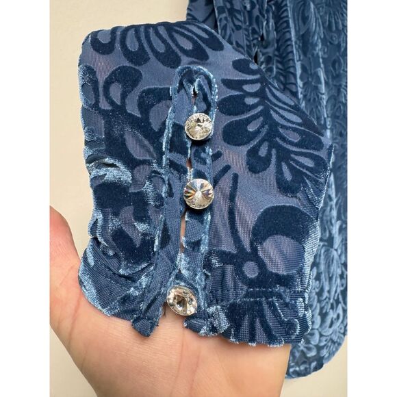 SOFT SURROUNDINGS Walden Velvet Turtleneck Dark Teal Blue, Sz M - Picture 9 of 12